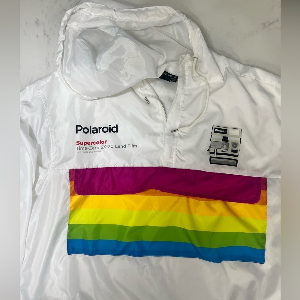 Polaroid White Jacket with Rainbow Accents - Picture 12 of 16
